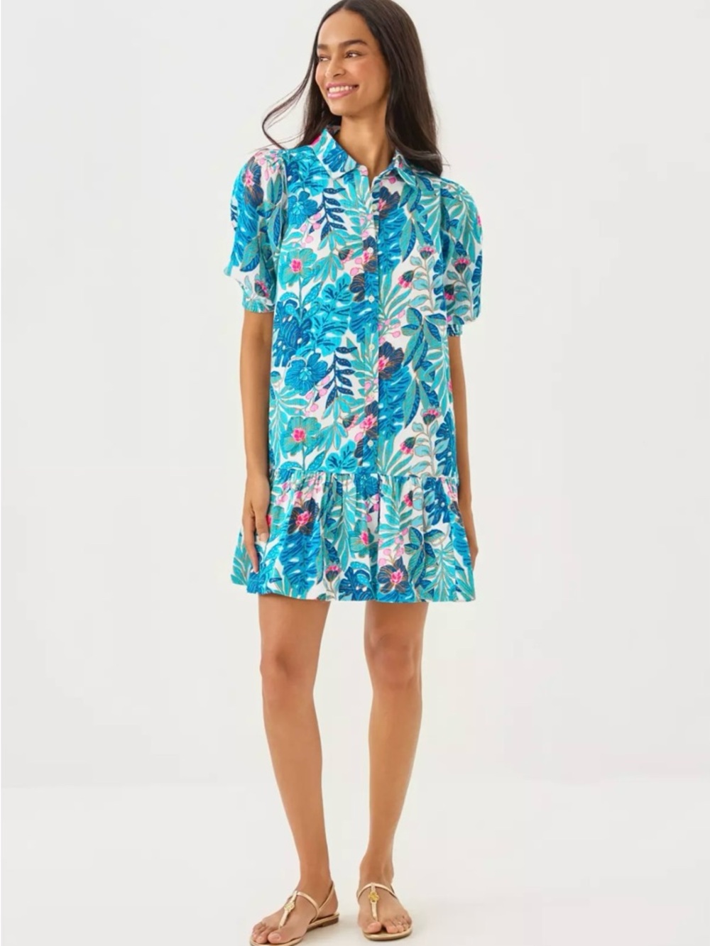 Lilly Pulitzer Brett Popover Shirtdress Breezy Aqua Best Finds Forever Size 6